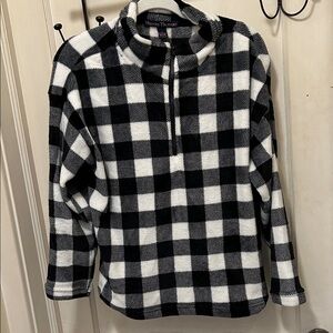 Black & White Buffalo Plaid Quarter-Zip Fleece Pullover